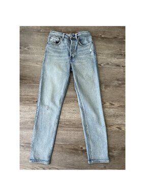 Denim Forum Yoko Jeans Womens 27 Blue High Rise Slim Fit Button Fly Aritzia